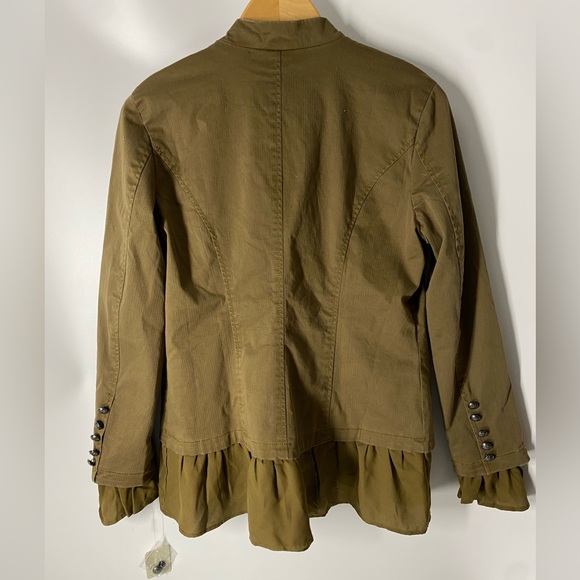 Free People Ruffle Romance Military Jacket Army Green Size M NWT - Picture 9 of 14